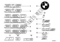 Emblems / letterings for BMW M3 1992