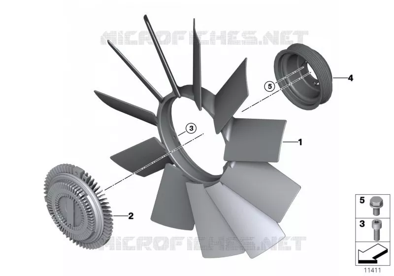 Cooling system-fan/fan coupling BMW BMW Z3 1996 Z3 2.8 N Z3 2.8