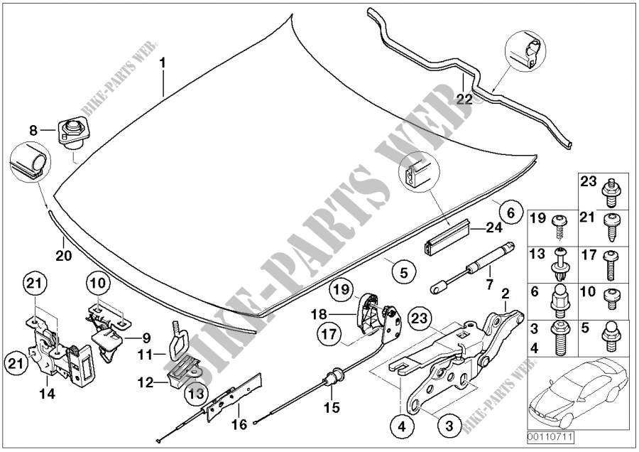Engine hood/mounting parts for BMW Z4 3.0i 2002