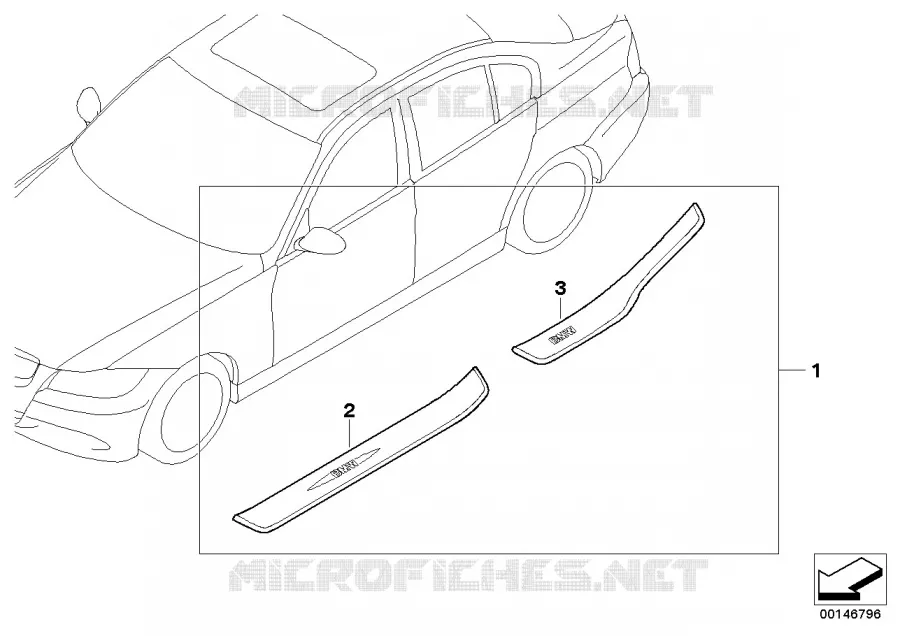 Kit door sill strip stainless steel BMW BMW 3 Series 2005 323i N 323i