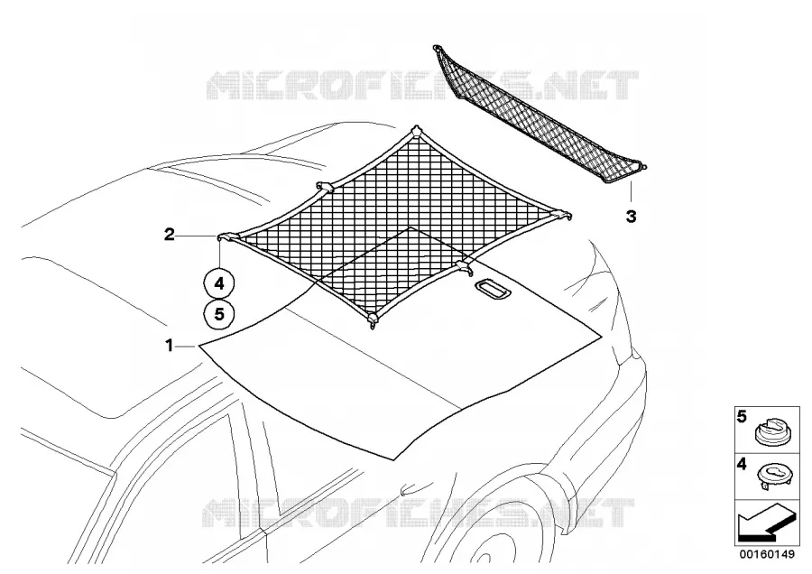 Retrofit: boot/trunk floor net BMW BMW 3 Series 2005 320i N 320i