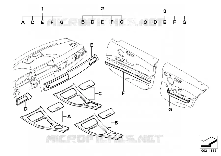 Retrofit kit, interior trims, stick-on BMW BMW 3 Series 2006 335i N 335i