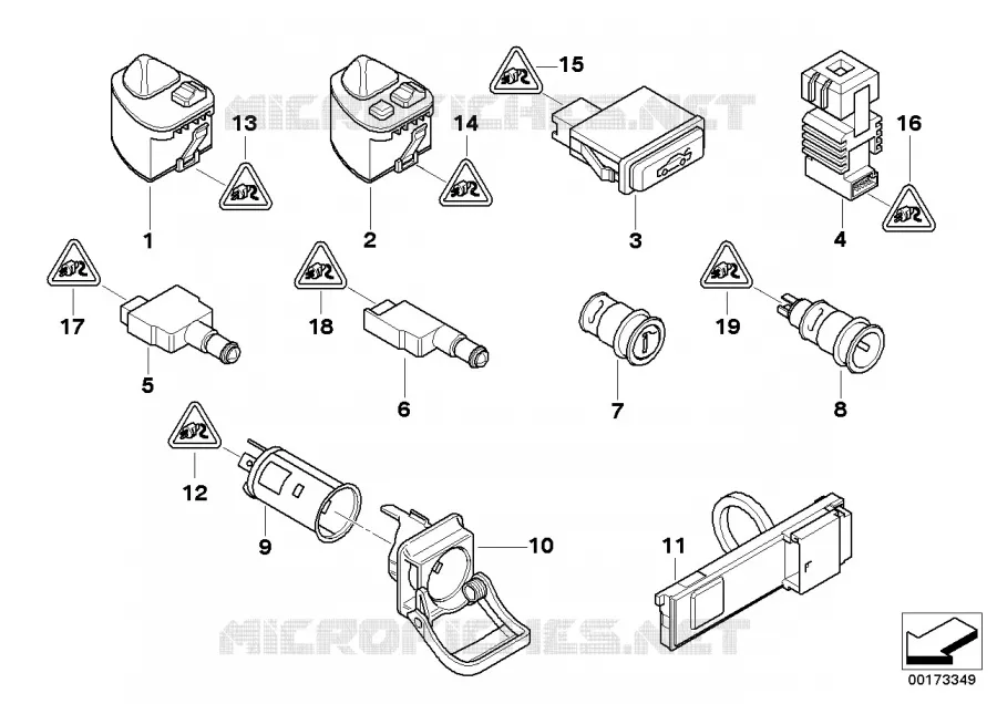 Various switches/Cigar lighter BMW BMW 3 Series 2000 325Ci N 325Ci